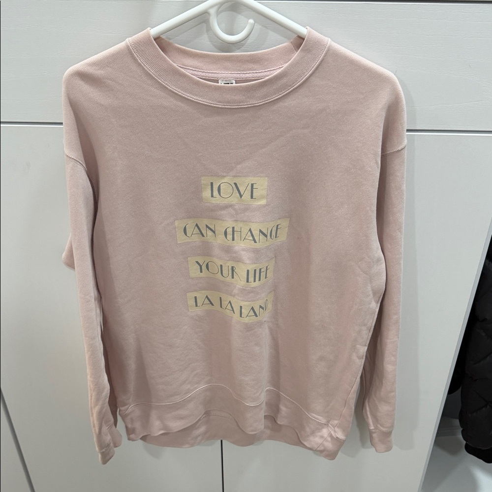 Uniqlo Pink Sweatshirt with Inspirational Text